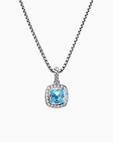 Petite Albion® Pendant Necklace in Sterling Silver with Blue Topaz and Diamonds, 7mm
